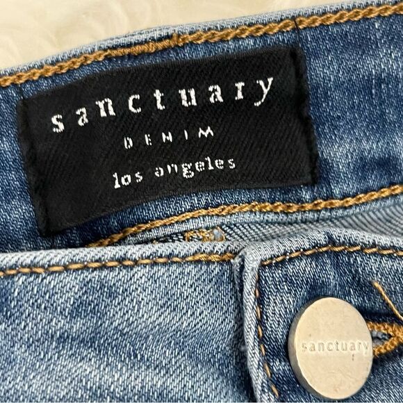 Sanctuary Connector Kick-Crop Button Front Jeans Sahara Blue Light Wash 26 - Picture 6 of 6